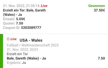 Bale Liveschein bei der WM mit Tor für Wales
