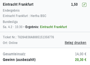 Frankfurt Surebet gegen Hertha BSC